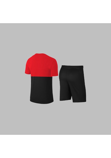 Yeni Seri Büyük Beden Erkek Kırmızı Dri-Fit Kumaş Cepli Baskısız Sıfır Yaka Kısa Kol Alt Üst Takım Tişört Şort Seti 4XL-10XL