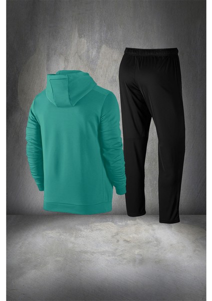 Büyük Beden Erkek Haki Supra Penye Kumaş Fermuarlı Kapüşonlu Yürüyüş Takımı (4xl- 10XL) fırsatları