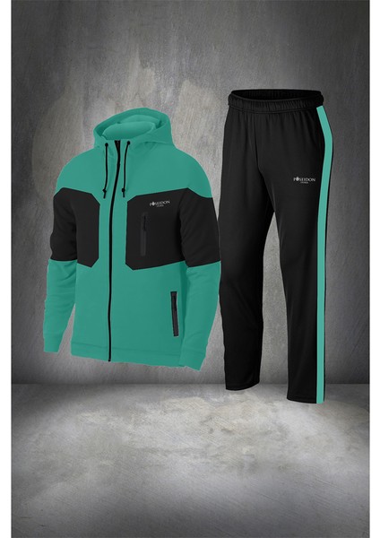 Büyük Beden Erkek Haki Supra Penye Kumaş Rahat Kapüşonlu Eşofman Seti (4xl- 10XL)