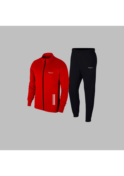 Yeni Seri Büyük Beden Erkek Kırmızı Supra Penye Kumaş Ön Cepli Rahat Kapüşonlu Yürüyüş Takımı (4xl- 10XL)