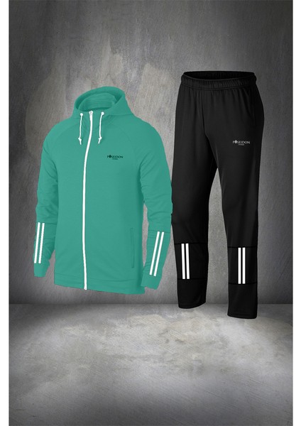 Büyük Beden Erkek Kırmızı Supra Penye Kumaş Kapüşonlu Yürüyüş ve Koşu Seti (4xl- 10XL)