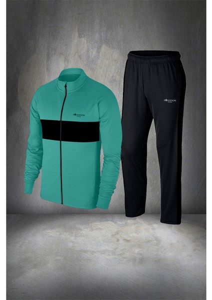 Büyük Beden Erkek Siyah Supra Penye Kumaş Fermuarlı Şık Koşu ve Yürüyüş Takımı (4xl- 10XL)