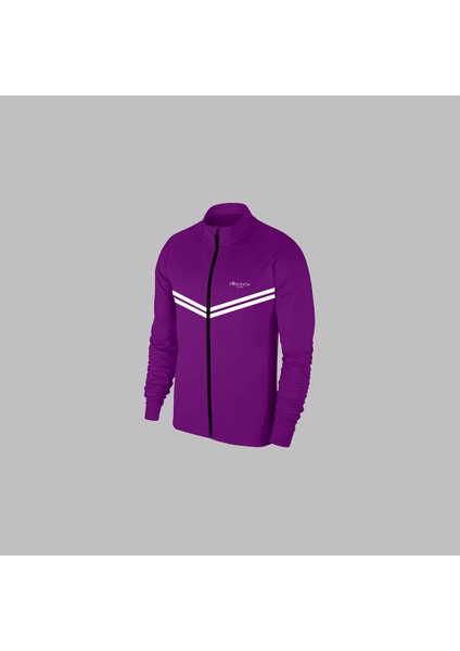Yeni Seri Büyük Beden Erkek Mor Supra Penye Kumaş Rahat Fermuarlı Kapüşonlu Eşofman Alt Üst Set 4-10XL