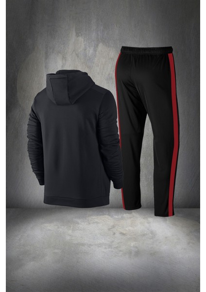 Erkek Siyah Supra Penye Kumaş Önü Cep Detaylı Eşofman Takımı (S-3xl) fırsatları