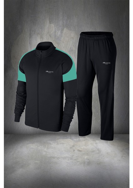 Büyük Beden Erkek Siyah Supra Penye Kumaş Üst Alt Eşofman Takımı S -3xl