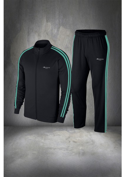 Büyük Beden Erkek Siyah Supra Penye Kumaş Rahat Konforlu Kesim Eşofman Takımı Seti 4-10XL