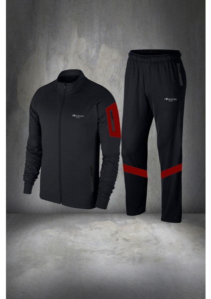 Büyük Beden Erkek Siyah Supra Penye Kumaş Cep Detaylı Rahat Eşofman Seti (4xl- 10XL)