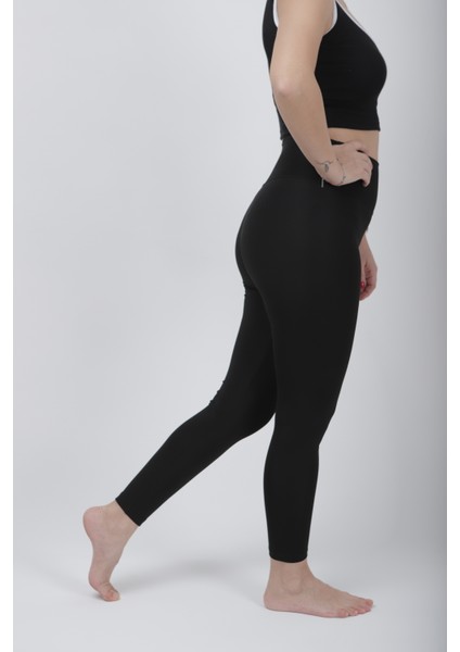 Siyah, Yüksek Bel,toparlayıcı Içi Şardonlu Dalgıç Kumaş Kışlık Esnek Kadın Tayt fırsatları