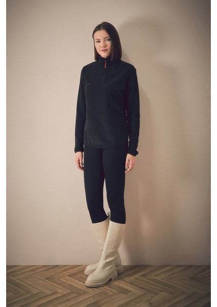 Basic Yarım Fermuarlı Dik Yaka Polar Sweatshirt modelleri