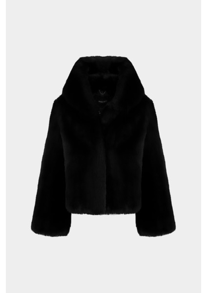 Premium Neptün Kapüşonlu Suni Kürk Kadın Mont