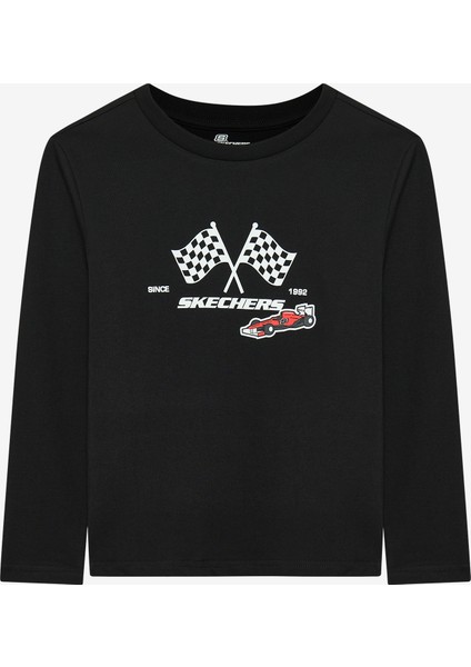 B Graphic Tee Long Sleeve T-Shirt Büyük Erkek Çocuk Siyah Tshirt SK242065-001
