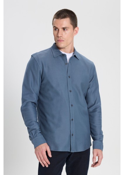 Regular Fit Normal Kesim %100 Pamuk İndigo Gömlek