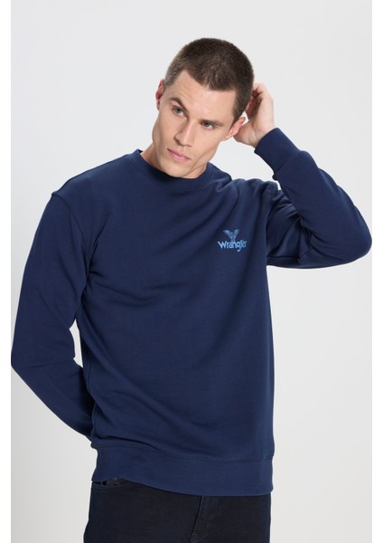 Regular Fit Normal Kesim Bisiklet Yaka Lacivert Sweatshirt fiyatları