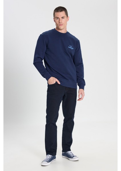Regular Fit Normal Kesim Bisiklet Yaka Lacivert Sweatshirt modelleri