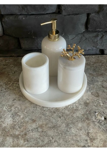 Beyaz Mermer 4'lü Banyo Takımı, Dar Alanlar İçin, Şık ve Dayanıklı Tasarım fiyatları