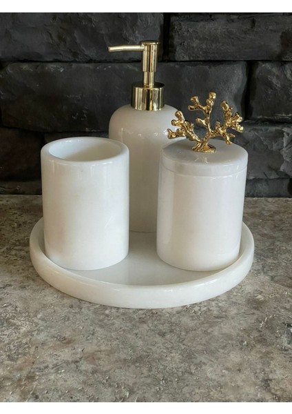 Beyaz Mermer 4'lü Banyo Takımı, Dar Alanlar İçin, Şık ve Dayanıklı Tasarım modelleri