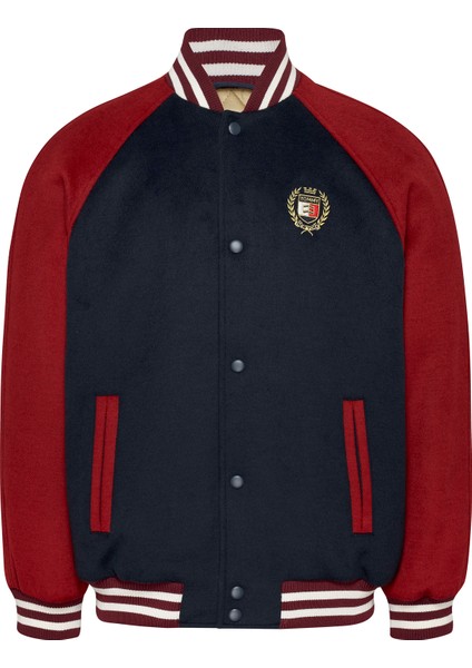 Tommy Jeans Lacivert Erkek Mont DM0DM19631C1G Wool Blend Crest