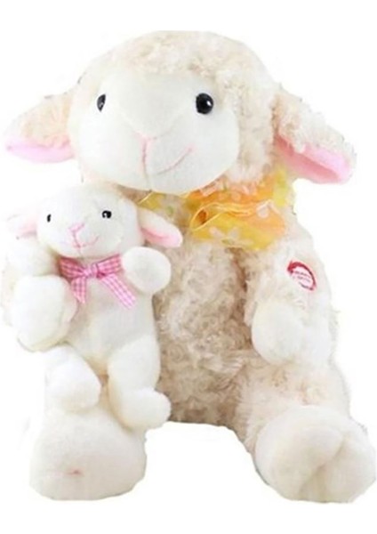 Yavrulu Türkçe Masal Anlatan Kuzu Peluş Ekru
