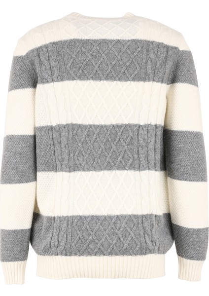 Bisiklet Yaka Basic Jakarlı Ekru Erkek Kazak F4WM-KZK 2707