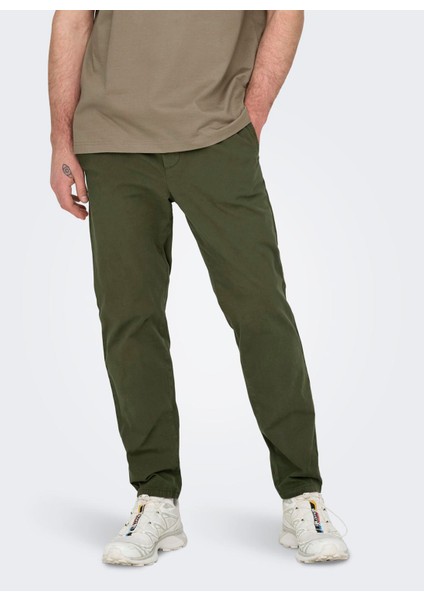 Yüksek Bel Normal Haki Erkek Chino Pantolon Onslınus Taper 0183 Pant Noos