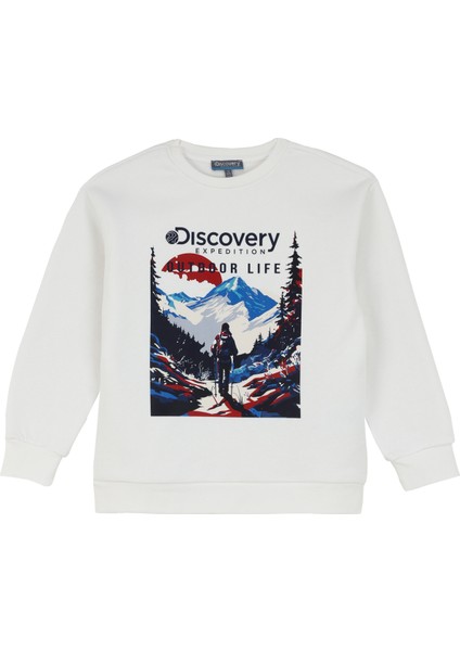 Baskılı Erkek Kırık Beyaz Sweatshırt D4WB-SWT3081