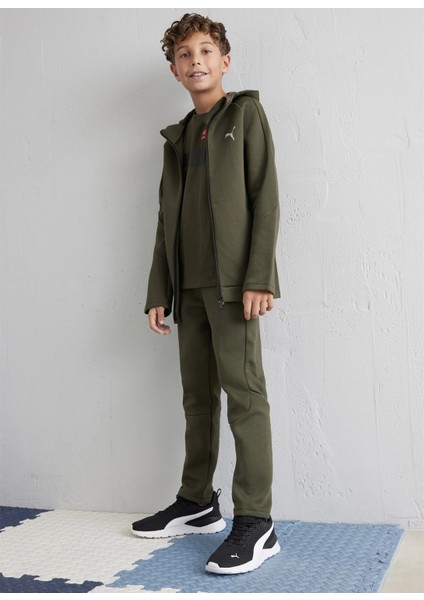 Bisiklet Yaka Düz Haki Erkek Eşofman Üstü 68180370-EVOSTRIPE Fz Hoodie Dk fiyatları