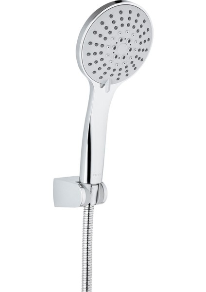 Mafsallı askılı krom duş seti, şık ve kullanışlı banyo aksesuarı