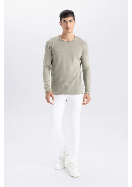 Relax Fit Bisiklet Yaka Basic Düz Triko Kazak D3278AX24WN