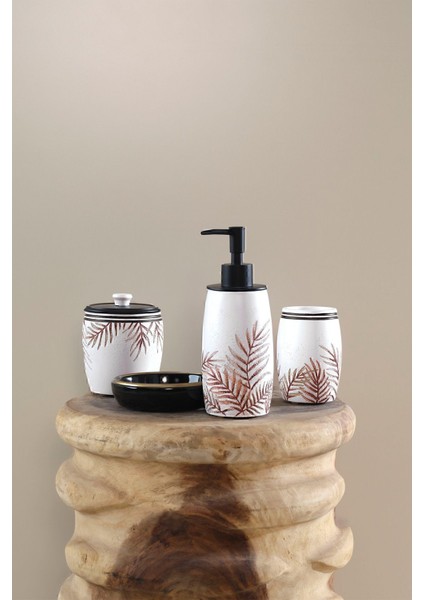 Beyaz 4 Parça Banyo Seti, Reçine Malzeme, Renkli Tasarım, Şık ve Kullanışlı