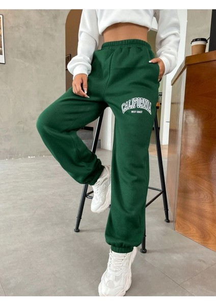 Kadın California Baskılı Paça Lastikli Oversize Eşofman fiyatları