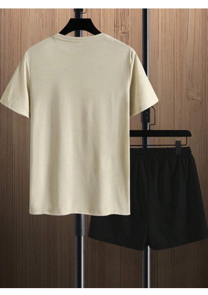 Erkek Bej New York Baskılı Şort T-Shirt Takım fiyatları