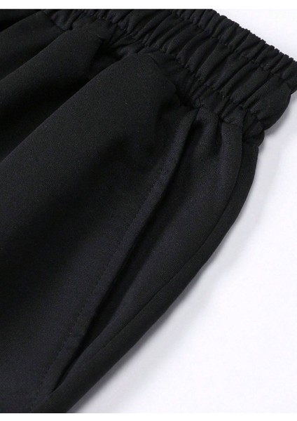 Erkek Siyah Gülen Yüz Baskılı Şort T-Shirt Takım modelleri