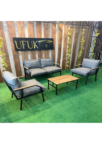 Ufuk Home Linda 2+1+1 Sehpalı Koltuk Takımı, Balkon Mobilyası, Oturma Odası Mobilyaları, Metal Kanepe Takımı, Mutfak Koltuk Takımı