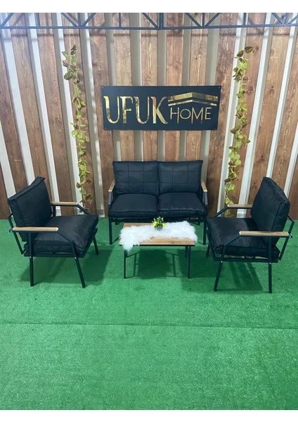 Ufuk Home Linda 2+1+1 Sehpalı Koltuk Takımı, Balkon Mobilyası, Oturma Odası Mobilyaları, Metal Kanepe Takımı, Mutfak Koltuk Takımı