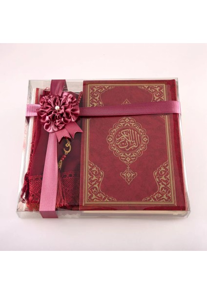 Şal + Seccade + Tesbih + Kuran Hediye Seti (Hafız Boy, Ekonomik Cilt, Bordo) fiyatları