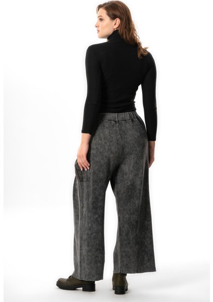 Alin Yandan Çift Cepli Sonbahar ve Kışlık Lastikli Otantik Triko Pantolon Füme Fm fiyatları