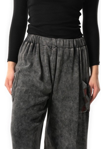 Alin Yandan Çift Cepli Sonbahar ve Kışlık Lastikli Otantik Triko Pantolon Füme Fm modelleri