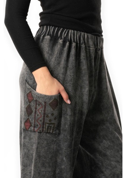 Alin Yandan Çift Cepli Sonbahar ve Kışlık Lastikli Otantik Triko Pantolon Füme Fm fırsatları