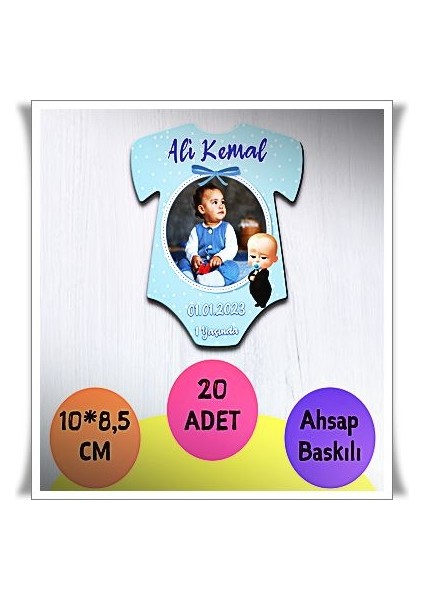 Bebek Çocuk Doğum Günü Resimli Ahşap Magnet 20 Adet A16