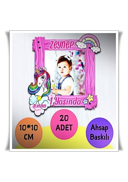 Bebek Çocuk Doğum Günü Resimli Ahşap Magnet 20 Adet A2