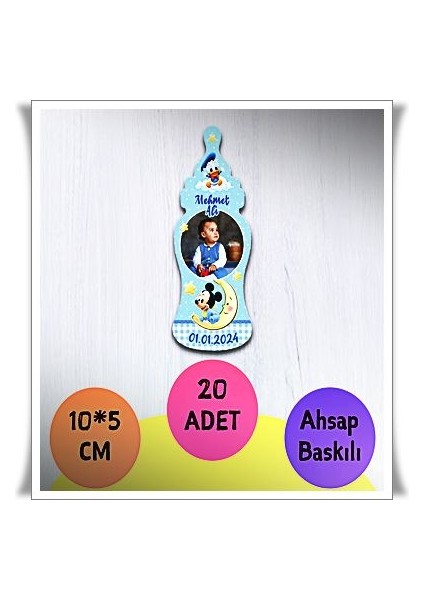 Bebek Çocuk Doğum Günü Resimli Ahşap Magnet 20 Adet A9