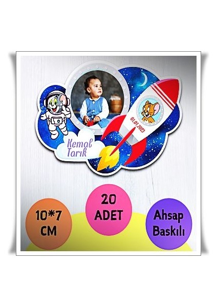 Bebek Çocuk Doğum Günü Resimli Ahşap Magnet 20 Adet A17