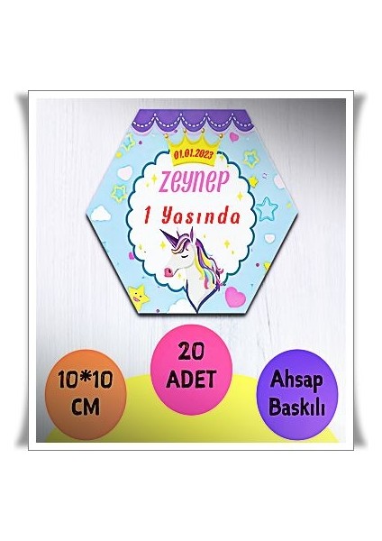 Bebek Çocuk Doğum Günü Resimli Ahşap Magnet 20 Adet A14