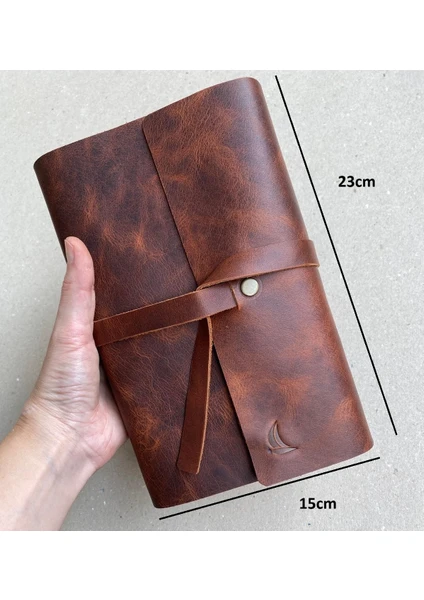 Alesta Leather (İsim Yazıyoruz) El Yapımı Hakiki Deri Kitap / Defter / Ajanda Koruyucu Kılıf