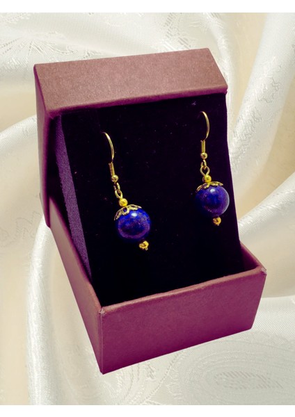 Doğal Taş Lapis Lazuli Gold Renk Kadın Küpe - Mavi Bijuteri Doğal Taş Sallantılı Küpe - Gold Küpe fiyatları