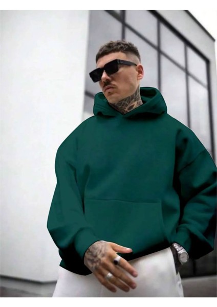 Erkek Sırt Ny Baskılı Kapüşonlu Sweatshirt