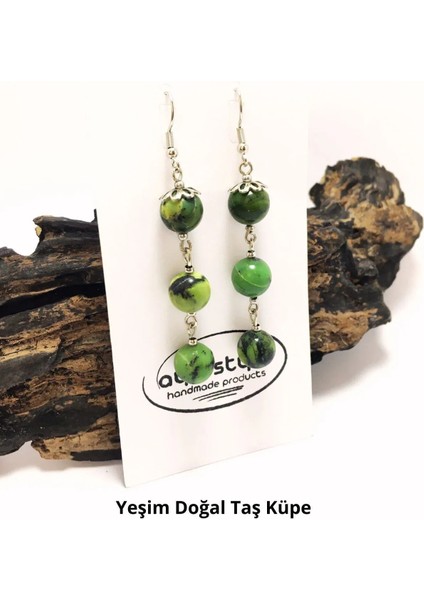 Yeşim Doğal Taşı Uzun Sallantılı Küpe - Yeşil Sallantılı Kancalı Doğal Taş Kadın Küpesi - Gümüş Renk - Yeşim Genel Sağlık Taşı Uzun Sallantılı Küpe fiyatları