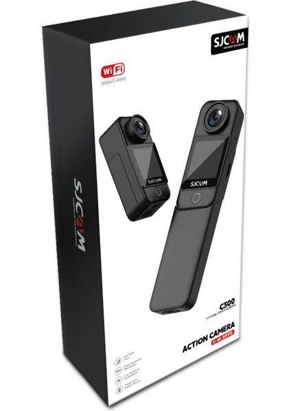C300 4K UHD 2160P Çift Ekranlı Ultra Batarya 2800MAH + 1000MAH Wifi 20MP 154° Ince Tasarım H.265 30 Metre Su Geçirmez Kılıflı Geniş Açılı Mini Aksiyon Kamerası Beyaz