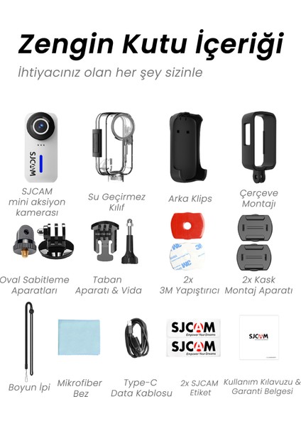 C110 4K Eıs Wifi F2.0 15MP 125° IP65 30 Metre Su Geçirmez Mini Aksiyon Kamerası Siyah
