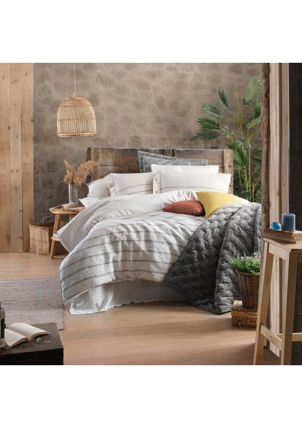 Ares Keten Nevresim Takımı Çift Kişilik , .beyaz